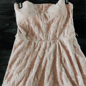Nude strapless mini dress- lace